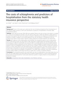 The costs of schizophrenia and predictors of hospitalisation from the statutory health insurance perspective
