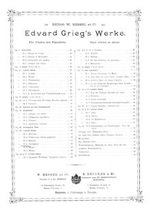 Partition de piano, lyrique pièces, Op.38, Grieg, Edvard