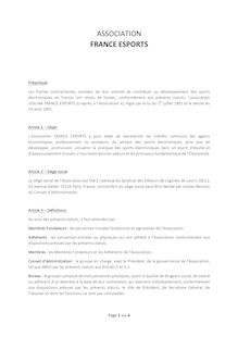 E-Sport : Statut de l Association France Esports 