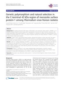 Genetic polymorphism and natural selection in the C-terminal 42 kDa region of merozoite surface protein-1 among Plasmodium vivax Korean isolates