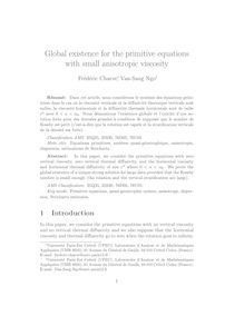 Global existence for the primitive equations with small anisotropic viscosity