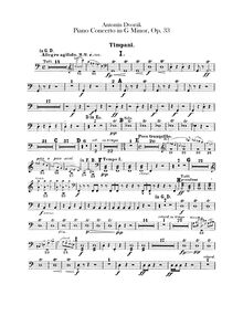 Partition timbales, Piano Concerto, G minor, Dvořák, Antonín