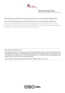 Basiliques et résidences byzantines de Constantia-Salamine / Byzantine Basilicas and Residencies at Constantia-Salamis - article ; n°1 ; vol.22, pg 195-204