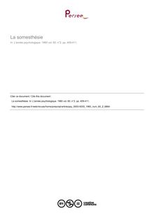 La somesthésie - compte-rendu ; n°2 ; vol.60, pg 409-411