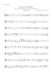 Partition ténor viole de gambe 2 , partie, Set a 5 en G minor, G minor