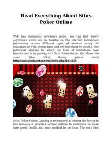 Read Everything About Situs Poker Online