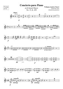 Partition cor 1/2 (en F), Piano Concerto No.15, B♭ major, Mozart, Wolfgang Amadeus