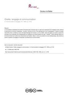 Oreille, langage et communication - article ; n°1 ; vol.3, pg 27-43