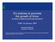 EU policies to promote the growth of firms: