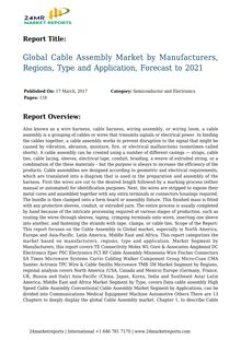 Global Cable Assembly Market by Manufacturers, Regions, Type and Application, Forecast to 2021