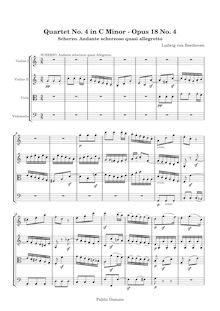 Partition , Scherzo. Andante scherzoso quasi allegretto, corde quatuor No.4, Op.18/4