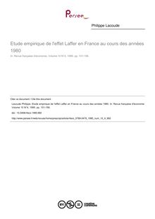 Etude empirique de l effet Laffer en France au cours des années 1980 - article ; n°4 ; vol.10, pg 101-156