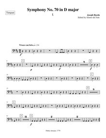 Partition timbales, Symphony Hob.I:70, D major, Symphony VII, Haydn, Joseph