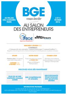 BGE vous invite au Salon de l Entrepreneur de Paris