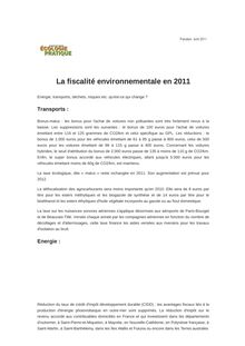 La fiscalité environnementale en 2011