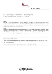 La « dialectique rationnelle » de Gergonne. - article ; n°2 ; vol.25, pg 97-124