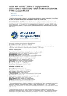Global ATM Industry Leaders to Engage in Critical Discussions on Realities of a Transformed Industry at World ATM Congress in Madrid