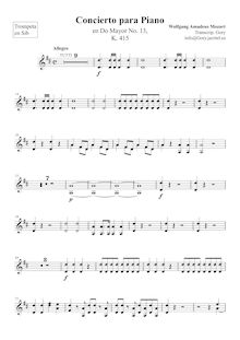 Partition trompettes 1, 2 (en B♭, Piano Concerto No.13, C major