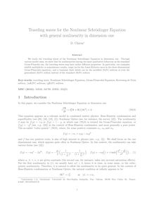 Traveling waves for the Nonlinear Schrodinger Equation with general nonlinearity in dimension one
