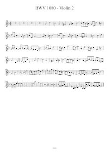 Partition violon 2, pour Art of pour Fugue, Die Kunst der Fuge, D minor