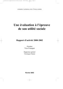 Une évaluation à l épreuve de son utilité sociale : rapport d activité 2000-2002