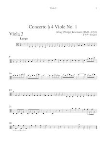 Partition viole de gambe 3, 4 concerts pour 4 violons, TWV 40:201-204