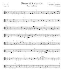 Partition ténor viole de gambe 2, alto clef, Fantasia pour 5 violes de gambe, RC 38