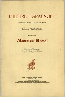 Partition Color covers, L heure espagnole (pour Spanish Hour), Comédie musical en un acte