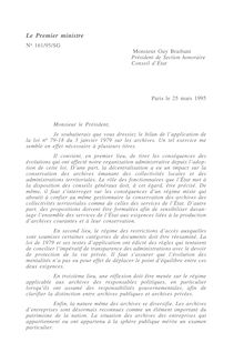 Les Archives en France : rapport au Premier ministre