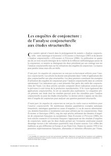 Les enquêtes de conjoncture : de l analyse conjoncturelle aux études structurelles - article ; n°1 ; vol.395, pg 3-11