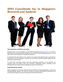 MWI Consultants Inc in Singapore: Research and Analysis