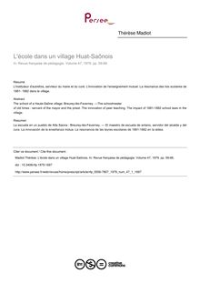 L école dans un village Huat-Saônois - article ; n°1 ; vol.47, pg 59-66