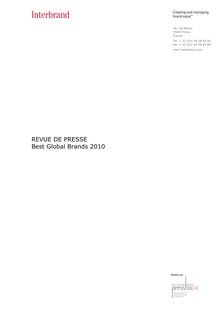 REVUE DE PRESSE Best Global Brands 2010