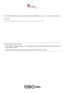 M. Delmas-Marty, Droit pénal des affaires, vol. I, Les infractions, 2e éd - note biblio ; n°2 ; vol.34, pg 453-454