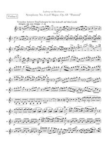 Partition violons I, Symphony No.6, Pastoral, F major, Beethoven, Ludwig van
