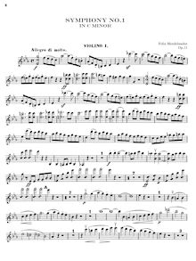 Partition violons I, Symphony No.1 en C minor, Sinfonia XIII, C minor