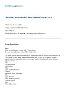 Global Dry Construction Sales Market Report 2016 