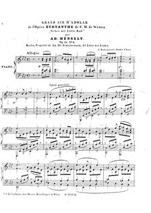 Partition No.9 - Grand Air d Adolar from  Euryanthe , 10 Transcriptions from Weber s  Oberon ,  Der Freischütz , et  Euryanthe , Op.19