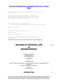 Records of Woodhall Spa and Neighbourhood - Historical, Anecdotal, Physiographical, and Archaeological, with Other Matter