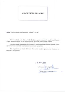 Communiqué de presse du procureur de la République de Poitiers