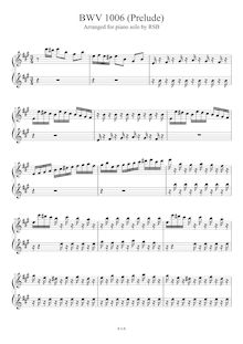 Partition complète, violon Partita No.3, E major, Bach, Johann Sebastian par Johann Sebastian Bach