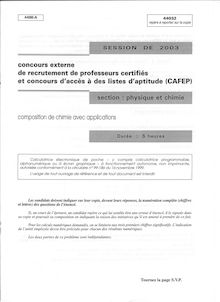 Capesext composition de chimie avec applications 2003 capes phys chm