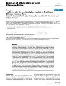 Health for sale: the medicinal plant markets in Trujillo and Chiclayo, Northern Peru