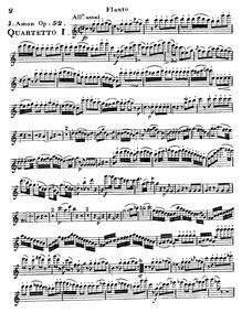 Partition flûte (alternative to hautbois ou violon 1), 3 quatuors pour hautbois et cordes, Op.92