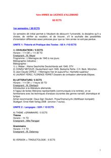 Guide Licence LCE 2010-2011 - 1ère ANNEE de LICENCE d ALLEMAND