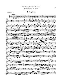 Partition violons I, Requiem, D minor, Mozart, Wolfgang Amadeus par Wolfgang Amadeus Mozart