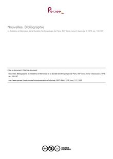 Nouvelles. Bibliographie  ; n°2 ; vol.3, pg 195-197