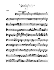 Partition altos, Symphony No.35, Haffner Symphony, D major, Mozart, Wolfgang Amadeus