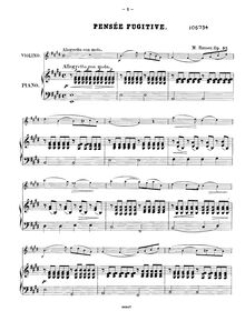 Partition complète, Pensée fugitive, Op.57, E major, Hauser, Miska