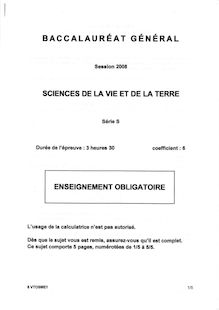Sciences de la vie et de la terre (SVT) - 2008 - Scientifique